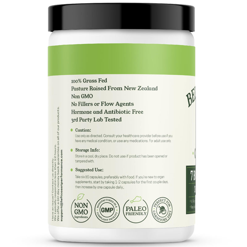 Left Coast Performance Beef Organ Complex | Grass-Fed NZ, 360ct, Non-GMO