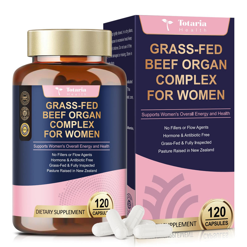 Beef Organ Supplement for Women | Grass-Fed Liver, Heart & Uterus - Hormone Balance & Energy | 120 Caps