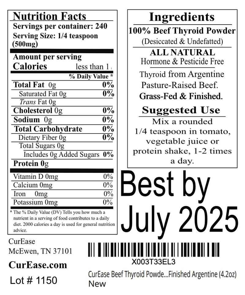 Beef Thyroid Powder – Grass-Fed & Finished Argentine (4.2 oz)