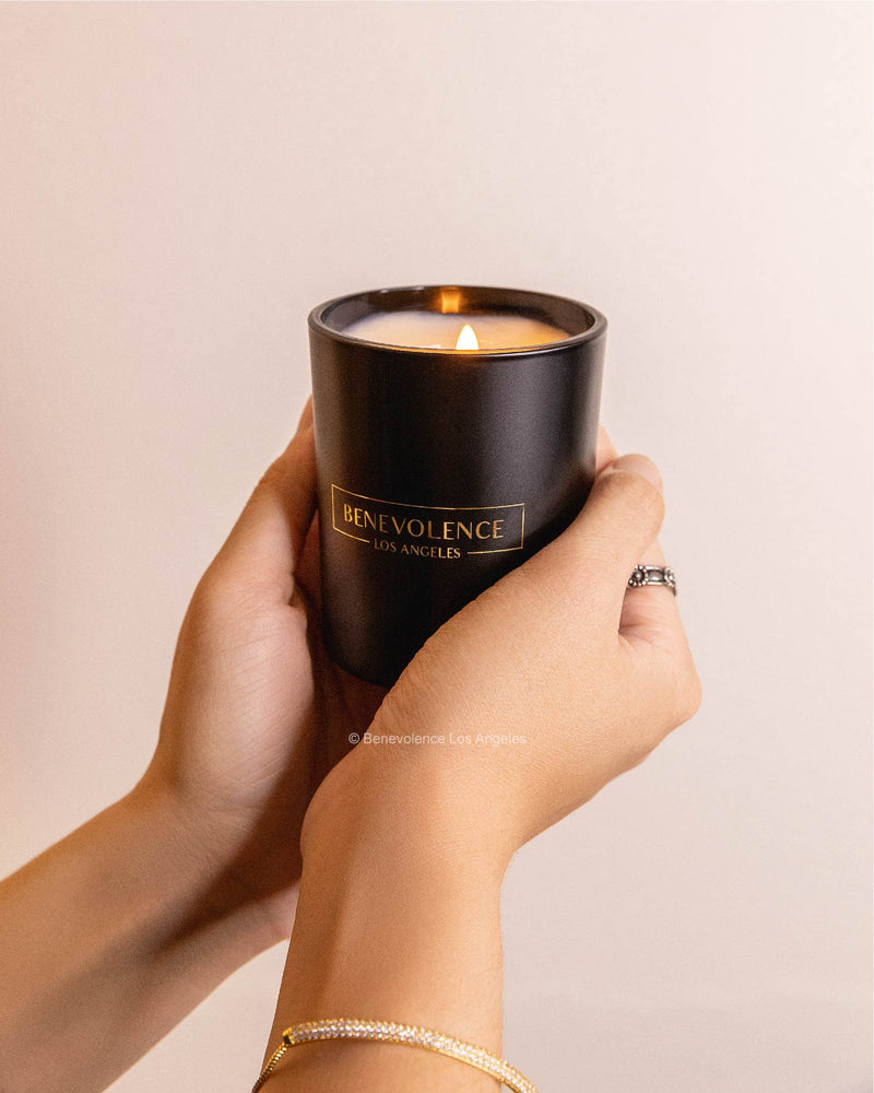 Benevolence LA Clearance Candle – Rose & Sandalwood | 6oz Soy Candle | Matte Black Vessel | Home Fragrance