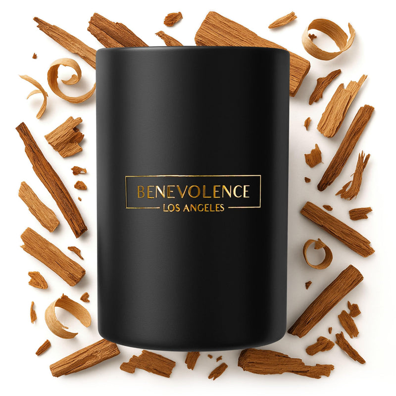 Benevolence LA Santal Scented Candle | 10oz Soy Christmas Candle – Luxury Black Candle for Home & Gifts