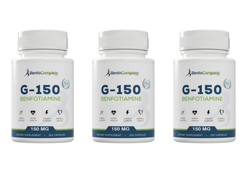 Benfocomplete Benfotiamine 150 mg – 120 Gelatin Capsules per Bottle | Pack of 3 Bottles
