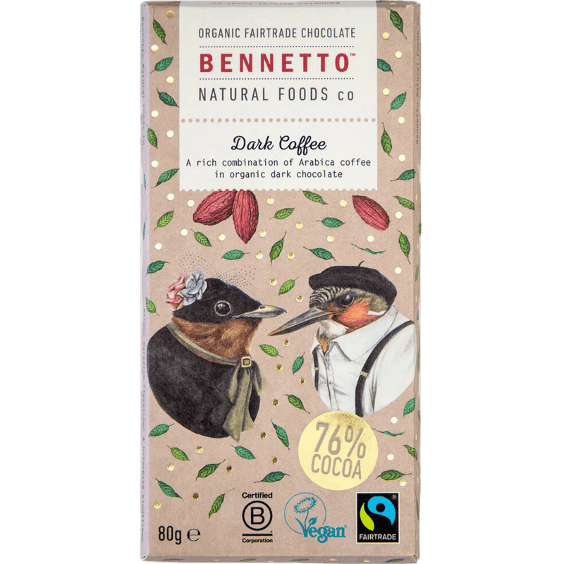 Bennetto | Coffee Dark Chocolate Bar | 80g | Vegan - InStock