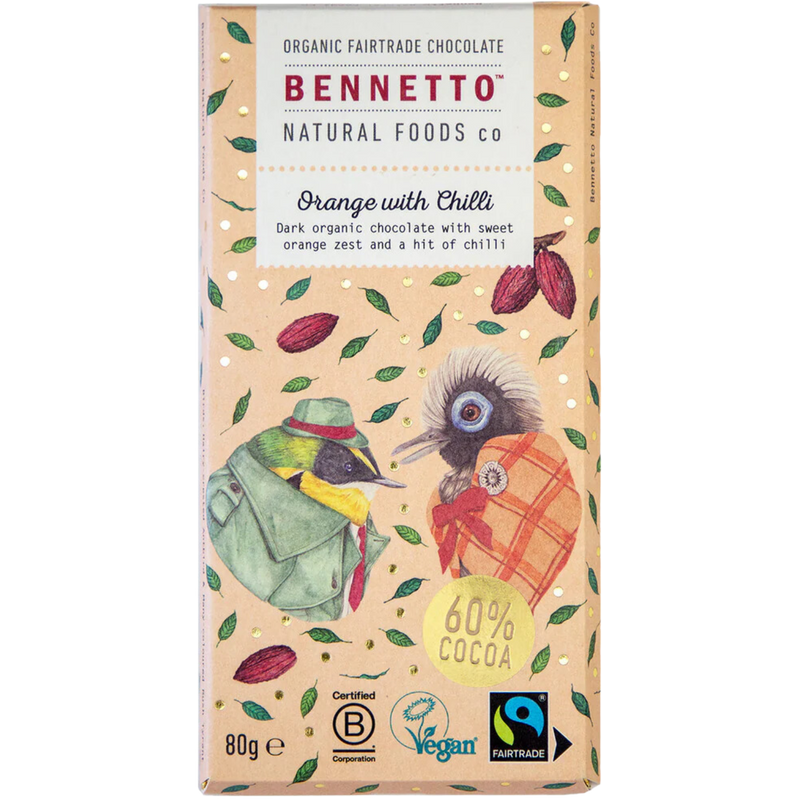 Bennetto | Orange & Chilli Dark Chocolate Bar | 80g | Vegan - InStock