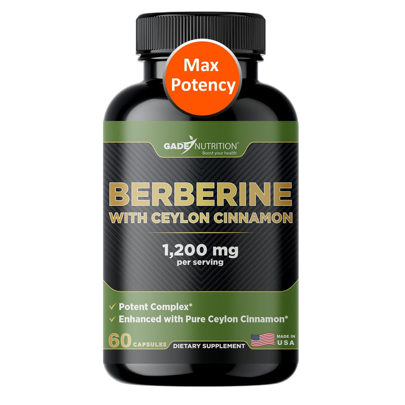 Gade Nutrition Berberine with Ceylon Cinnamon | Berberine HCl 1200 mg | USA Made