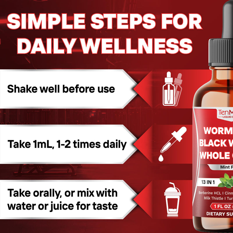 Tenmido 13in1 Wormwood Tincture - 30 Days Supply, 1 Fl Oz