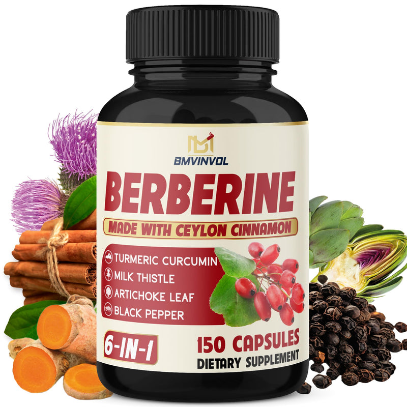 Berberine with Ceylon Cinnamon, Turmeric, Milk Thistle, Artichoke & Black Pepper - 150 Count