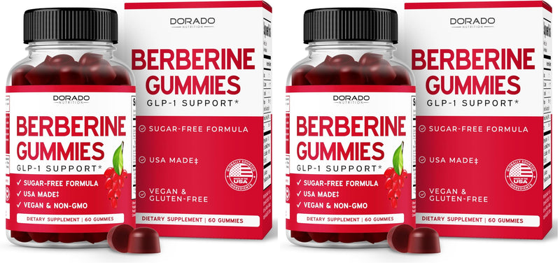 Berberine Gummies with Ceylon Cinnamon (1,200mg) – Sugar-Free, 60 Count, Pack of 2 | Made in USA, Third-Party Tested