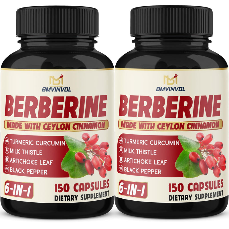 2 Pack Berberine HCl + Cinnamon, Turmeric & Milk Thistle - Immune Support