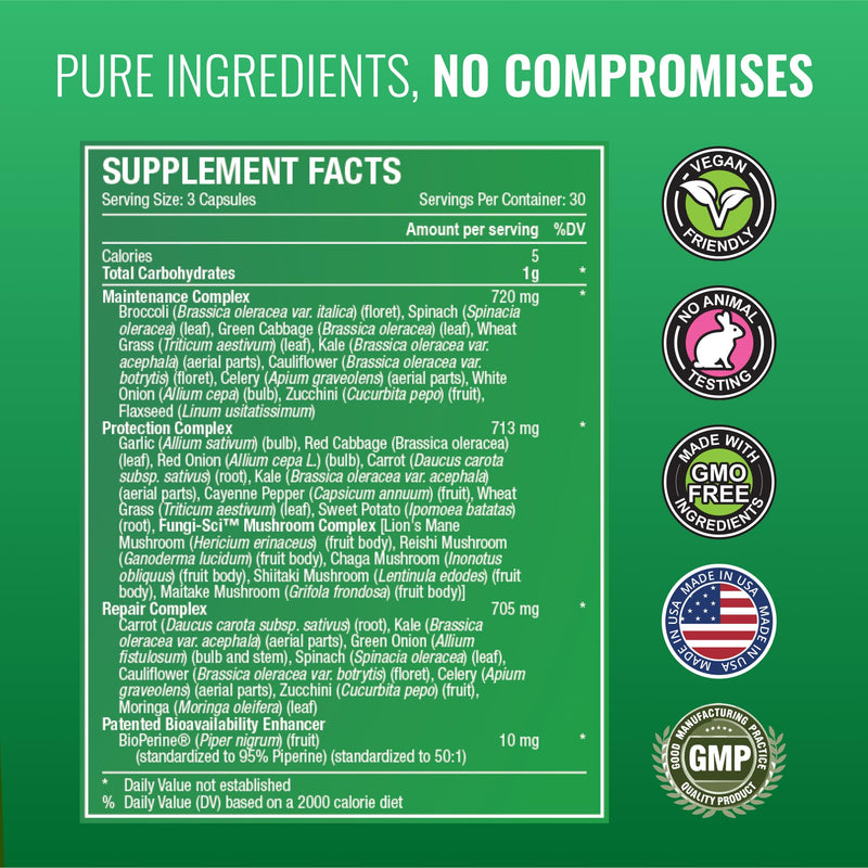 Approved Science Fruits & Veggies: 42-Item Whole Fruit & Veggie Capsule Supplement (90 Capsules)
