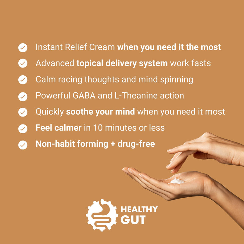Healthy Gut BeSerene IR | GABA & L-Theanine | Instant Relief Topical Cream | 1.9 OZ