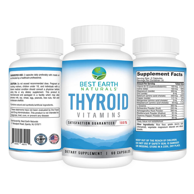 Best Earth Naturals Thyroid Support – 60 Capsules, Pack of 2
