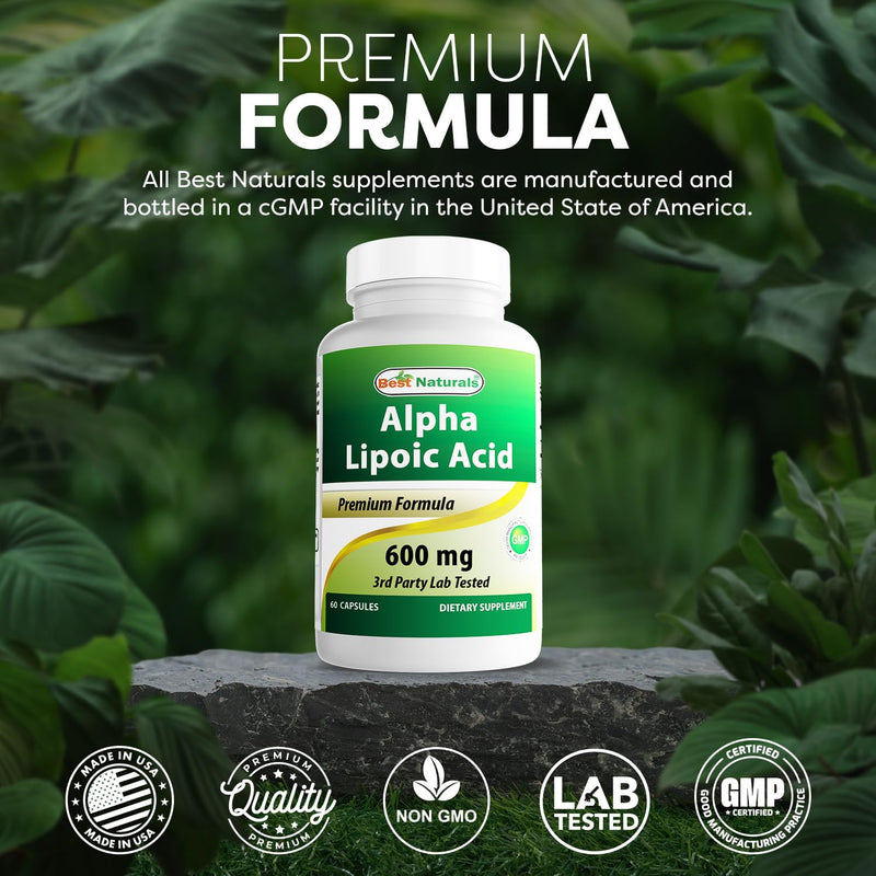 Best Naturals Alpha Lipoic Acid 600 mg – 60 Capsules (Pack of 2) | ALA Antioxidant