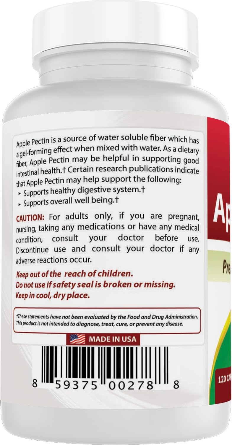 Best Naturals Apple Pectin 700 mg – 120 Capsules (Pack of 2) | Non-GMO, Gluten Free, Made in USA