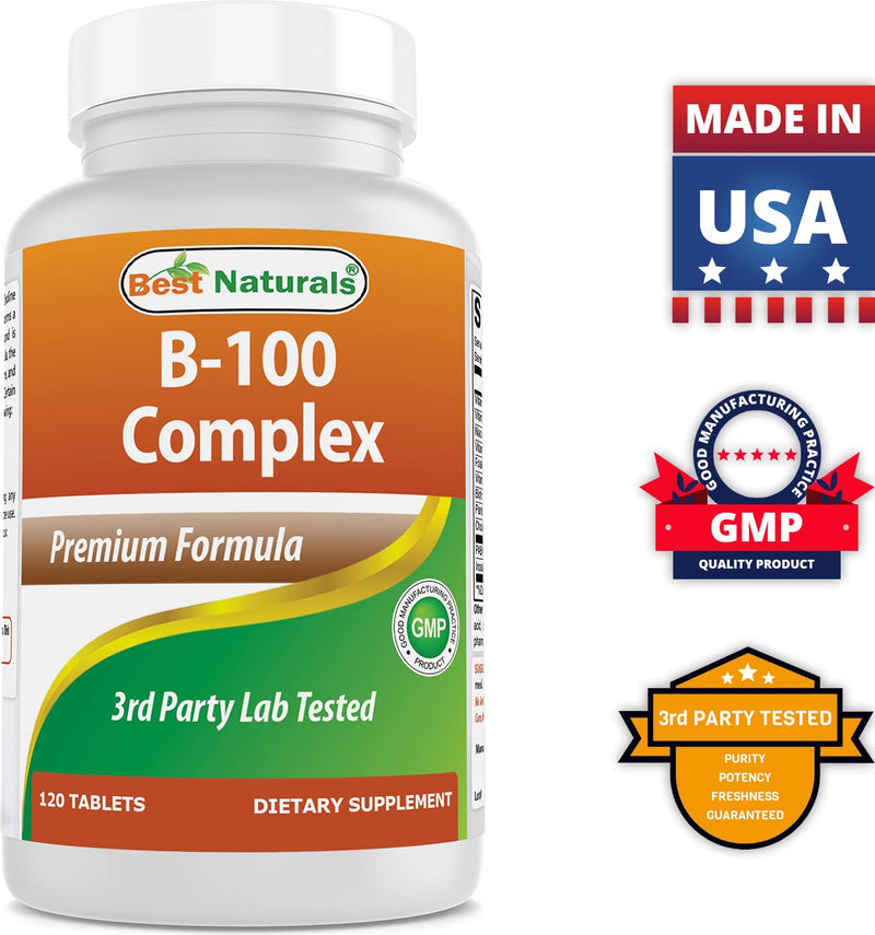 Best Naturals B-100 Complex 120 Tablets - Pack of 3 | B Complex Vitamins