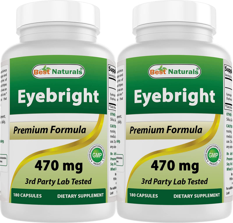 Best Naturals Eyebright 470 mg - 180 Capsules (180 Count, Pack of 2)