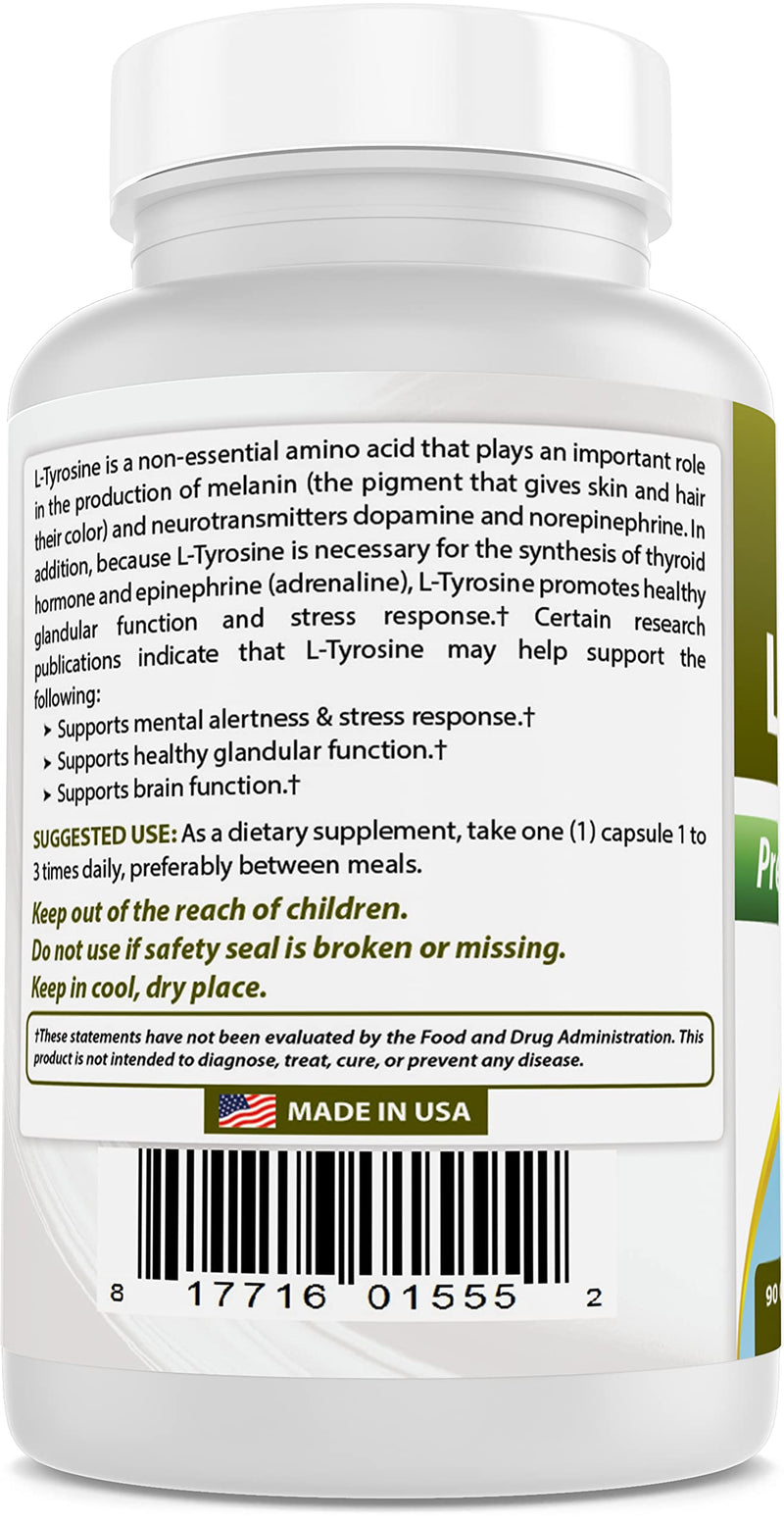 Best Naturals L-Tyrosine 500 mg – 90 Capsules (Pack of 3)