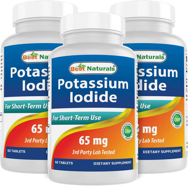 Best Naturals Potassium Iodide 65 mg | 3 Bottles x 60 Tablets - Dietary Supplement