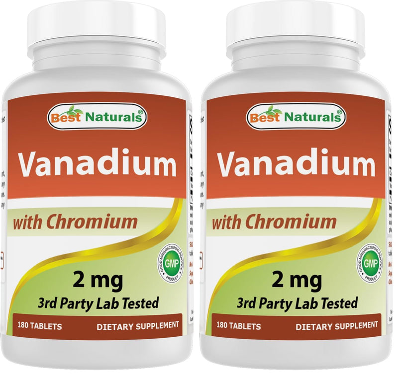 Best Naturals Vanadium 2 mg with Chromium Polynicotinate 200 mcg – 180 Tablets (Pack of 2)
