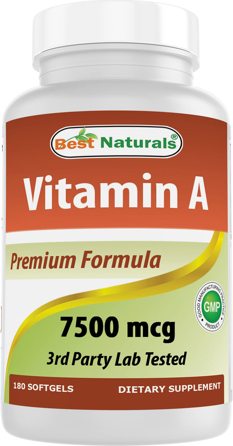 Best Naturals Vitamin A 25000 IU - 180 Softgels, Non-GMO Formula for Vision & Immunity