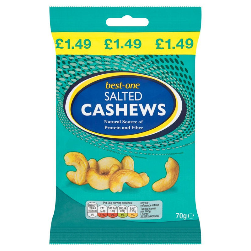 Best-One Salted Cashews, 70g (Case of 12)