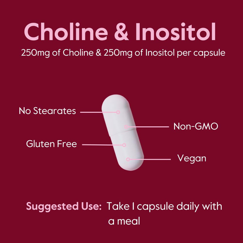 BESTVITE Choline Inositol 500mg – 120 Vegetarian Capsules – Vegan, Gluten Free, Non-GMO (Pack of 2)