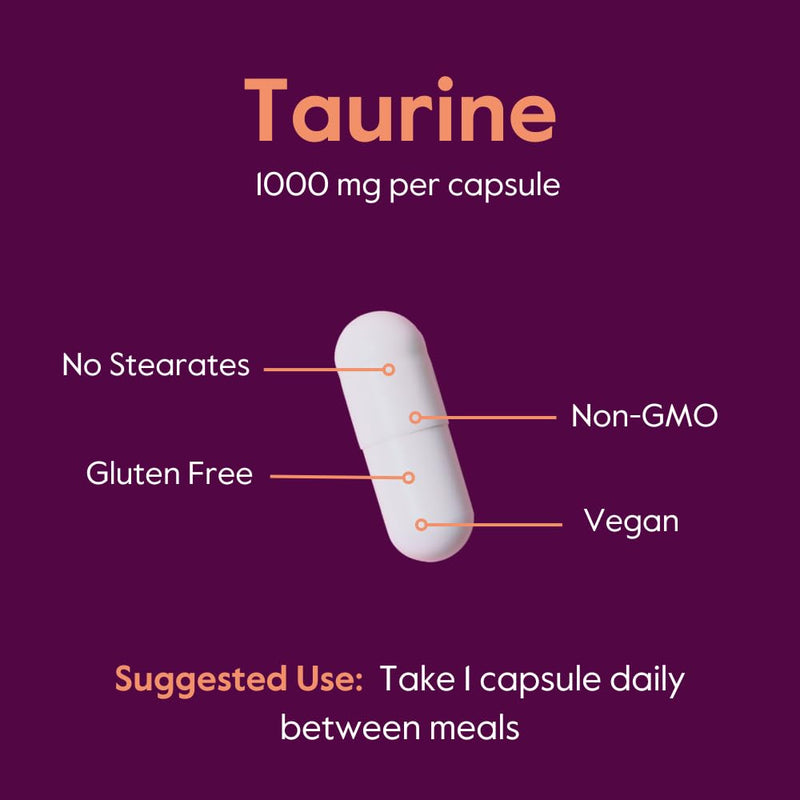 BESTVITE Taurine 1000mg (120 Vegetarian Capsules) - No Stearates - No Fillers - No Flow Agents - Vegan - Non GMO - Gluten Free (Pack of 2)