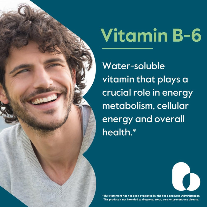 BESTVITE Vitamin B-6 200mg (240 Vegetarian Capsules) (2-Pack) - No Stearates - No Flow Agents