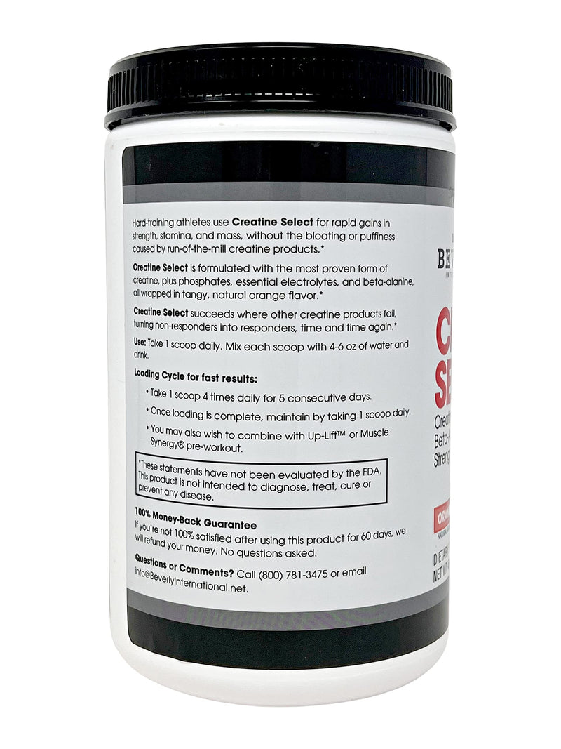 Beverly International Creatine Select with Phosphates — 40 Servings | Sugar-Free, Tang-Style Orange Flavor
