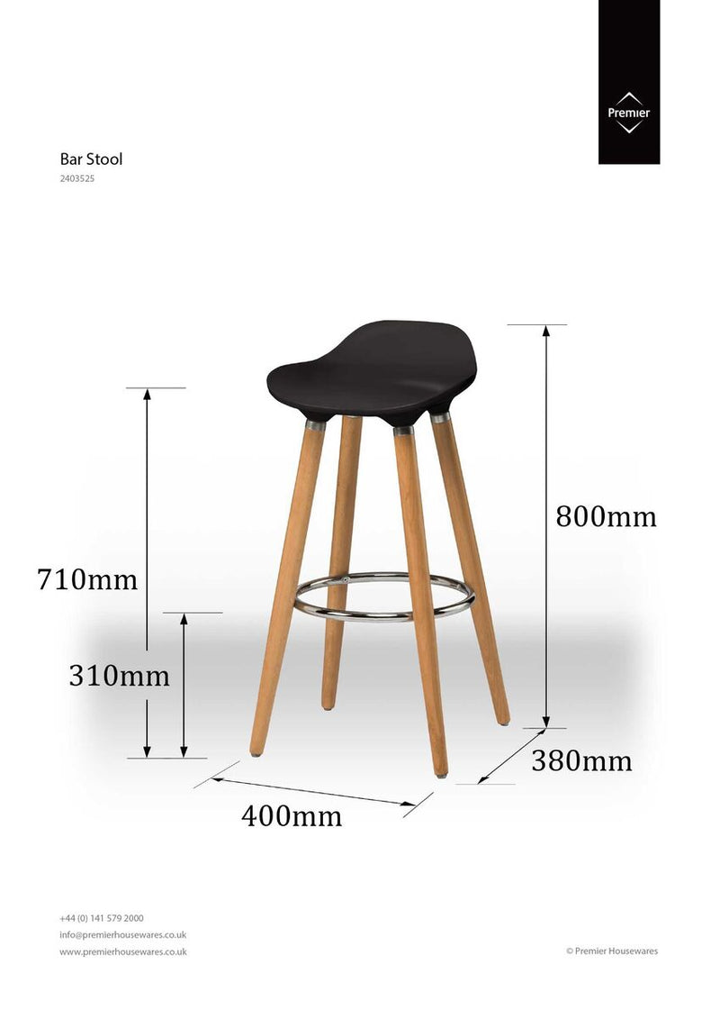 Black Abs Beech Wood Bar Stool | Stockholm