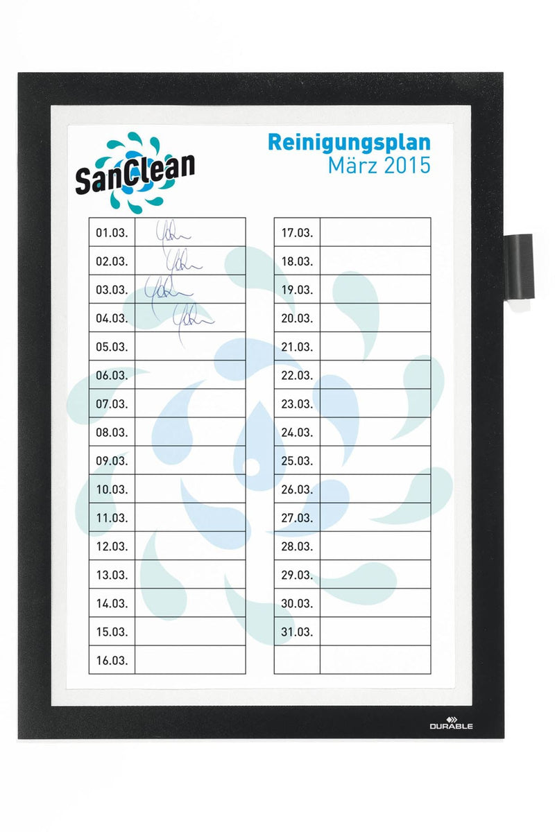Durable DURAFRAME NOTE Adhesive Magnetic Document Frame + Pen Holder | A4 Black