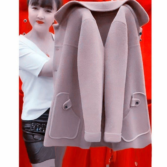 Premium Woolen Coat - Women's Loose Fit Short Jacket