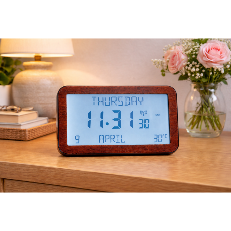 Backlit Easy to Read Full Disclosure Clock Wood