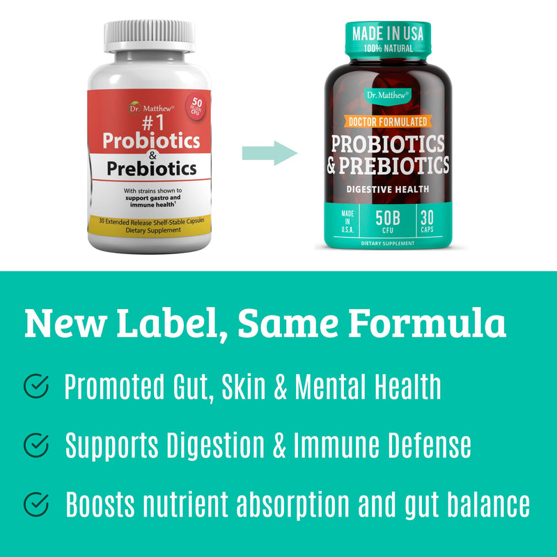 Prebiotics & Probiotics for Digestive Health | 15 Strains, 50B CFU