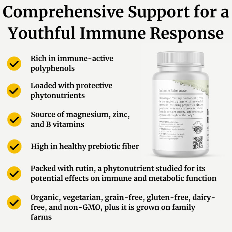 BIG BOLD HEALTH HTB Immune Rejuvenate – Polyphenol Immune Support with Himalayan Tartary Buckwheat, 120 Vegetarian Capsules