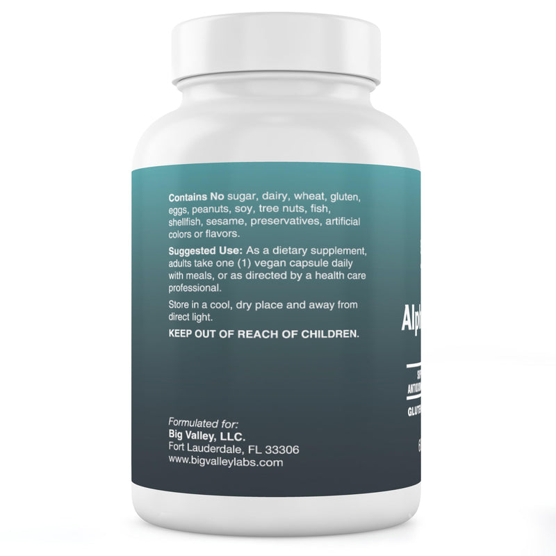 Big Valley Labs Alpha-Lipoic Acid 600 mg – High-Potency Antioxidant for Cellular Health & Energy Metabolism – Vegan, Non-GMO, Gluten-Free | 60 Capsules