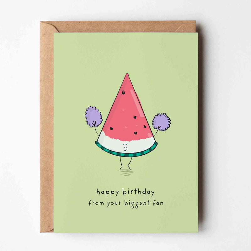 Funny Watermelon Birthday Card – Cute Kawaii Fruit Pun Greeting Card