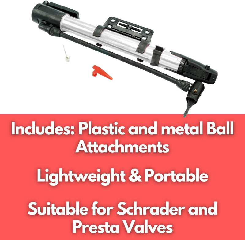 12 Inch Portable Bike Pump with Presta and Schrader Valve