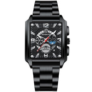BINBONG B6575 Men Vintage Square Multifunctional Waterproof Luminous Quartz Watch, Black-Rose Gold-Black-Rose, Black-Black-Black-White, Black-Black-Black-Rose, Full Gold-Black, White-Black, Brown Leather-Rose Gold-Black, Black Leather-Rose Gold-Black... - InStock