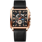 BINBONG B6575 Men Vintage Square Multifunctional Waterproof Luminous Quartz Watch, Black-Rose Gold-Black-Rose, Black-Black-Black-White, Black-Black-Black-Rose, Full Gold-Black, White-Black, Brown Leather-Rose Gold-Black, Black Leather-Rose Gold-Black... - InStock