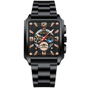 BINBONG B6575 Men Vintage Square Multifunctional Waterproof Luminous Quartz Watch, Black-Rose Gold-Black-Rose, Black-Black-Black-White, Black-Black-Black-Rose, Full Gold-Black, White-Black, Brown Leather-Rose Gold-Black, Black Leather-Rose Gold-Black... - InStock