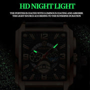 BINBONG B6575 Men Vintage Square Multifunctional Waterproof Luminous Quartz Watch, Black-Rose Gold-Black-Rose, Black-Black-Black-White, Black-Black-Black-Rose, Full Gold-Black, White-Black, Brown Leather-Rose Gold-Black, Black Leather-Rose Gold-Black... - InStock