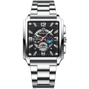 BINBONG B6575 Men Vintage Square Multifunctional Waterproof Luminous Quartz Watch, Black-Rose Gold-Black-Rose, Black-Black-Black-White, Black-Black-Black-Rose, Full Gold-Black, White-Black, Brown Leather-Rose Gold-Black, Black Leather-Rose Gold-Black... - InStock