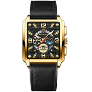 BINBONG B6575 Men Vintage Square Multifunctional Waterproof Luminous Quartz Watch, Black-Rose Gold-Black-Rose, Black-Black-Black-White, Black-Black-Black-Rose, Full Gold-Black, White-Black, Brown Leather-Rose Gold-Black, Black Leather-Rose Gold-Black... - InStock