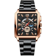 BINBONG B6575 Men Vintage Square Multifunctional Waterproof Luminous Quartz Watch, Black-Rose Gold-Black-Rose, Black-Black-Black-White, Black-Black-Black-Rose, Full Gold-Black, White-Black, Brown Leather-Rose Gold-Black, Black Leather-Rose Gold-Black... - InStock