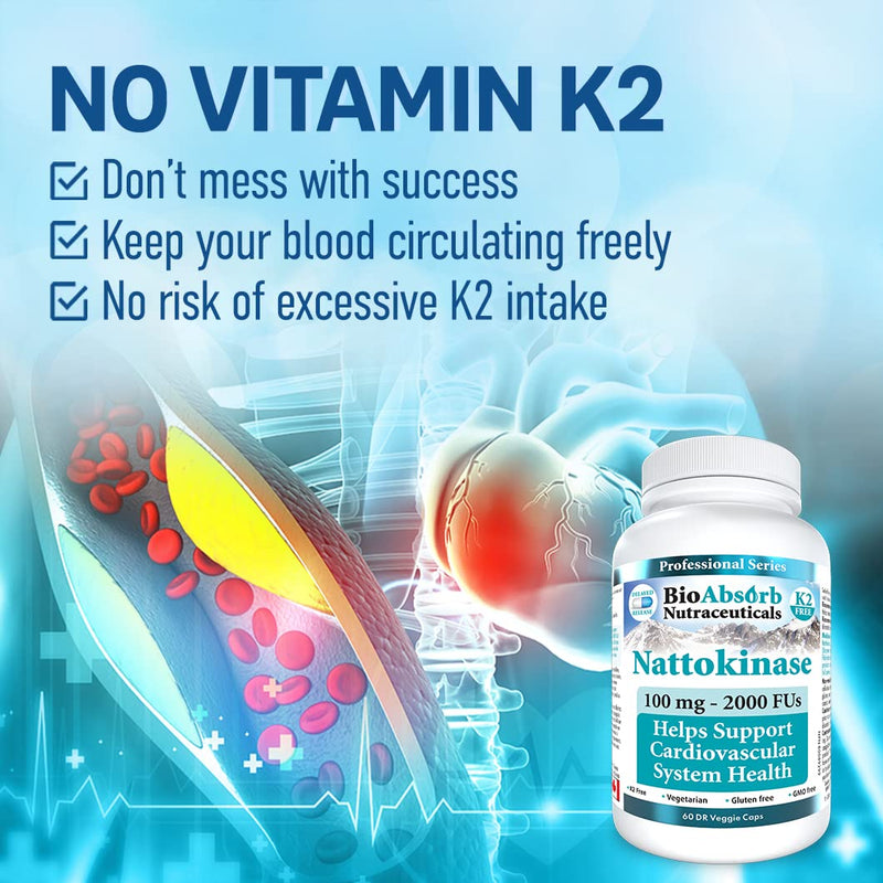 Bio Absorb Nattokinase - Non-GMO Natto Enzyme, 100 mg / 2000 FU, 60 Veggie Caps