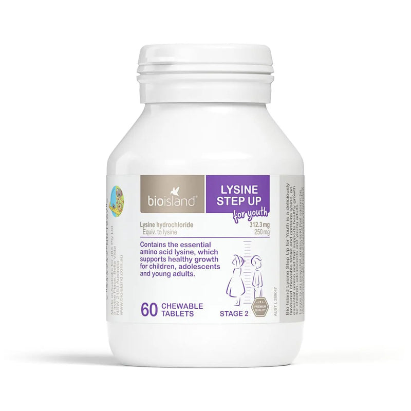 Bio Island Lysine Step Up for Youth – 60 Chewable Tablets (Blackcurrant)
