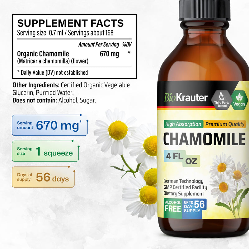 BIO KRAUTER Chamomile Tincture – Relaxation Support | Vegan, Alcohol-Free, Sugar-Free (Pack of 2)