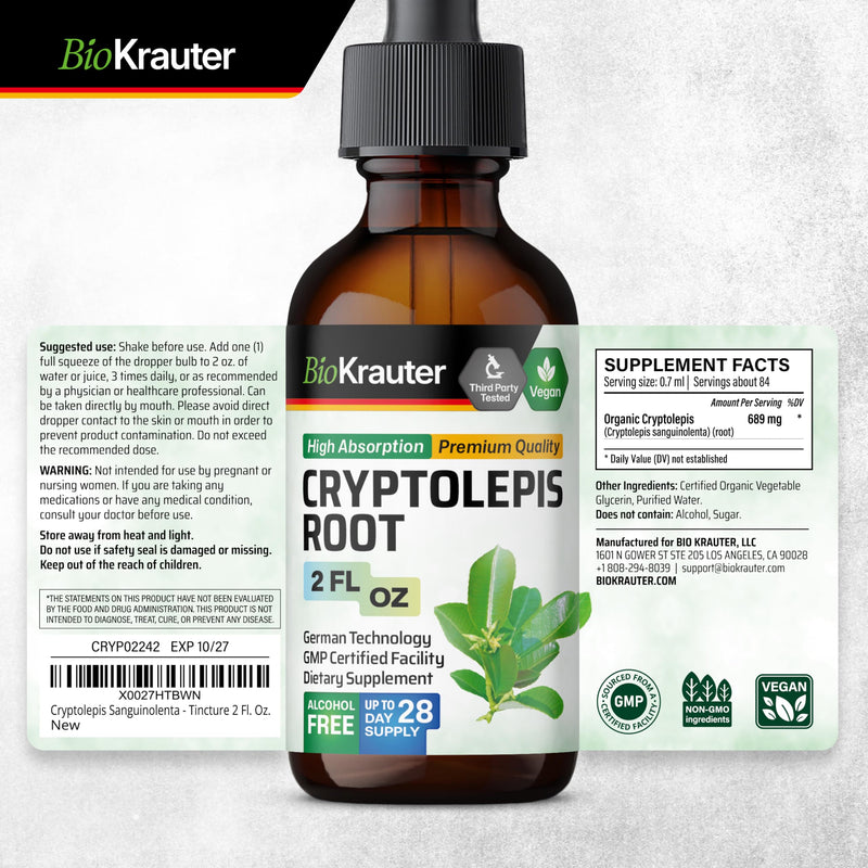 BIO KRAUTER Cryptolepis Extract - Vegan Immunity Tincture (2 oz)