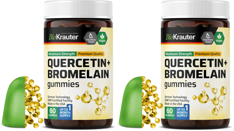 BIO KRAUTER Quercetin + Bromelain Gummies 1000 mg – Pack of 2 (60 Vegan Chews)